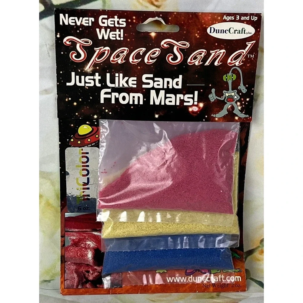 SPACE SAND by Dune Craft TriColor NEW In Package 2004 Vintage Blue Yellow Red
